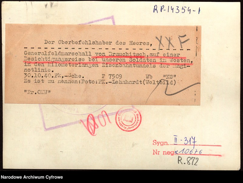 image.from.unit.number "Marszałek Walther von Brauchitsch podczas inspekcji na froncie zachodnim"