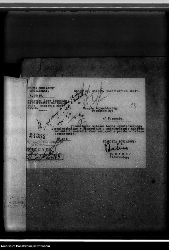 Obraz 17 z jednostki "Zatwierdzenie zakładu przemysłowego, solarnia skór Leon Gruntkowski w Szamocinie"