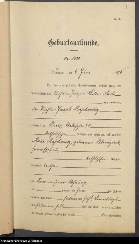 Obraz 6 z jednostki "Die von den Verlobten beigebrachten Urkunden zur Eheschliessung pro 1900"