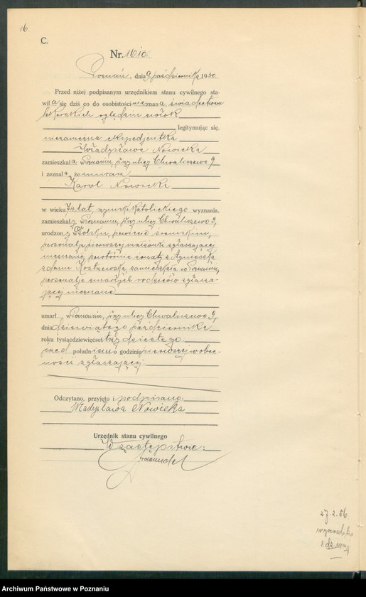 Obraz 18 z jednostki "Księga miejscowa zgonów tom IV [Rejestr główny zgonów]"