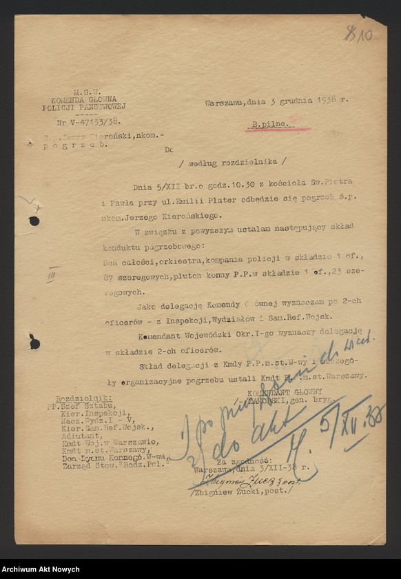 Obraz 13 z jednostki "Działalność Wydziału III Komendy Głównej Policji Państwowej. Zarządzenia, pisma okólne, korespondencja."