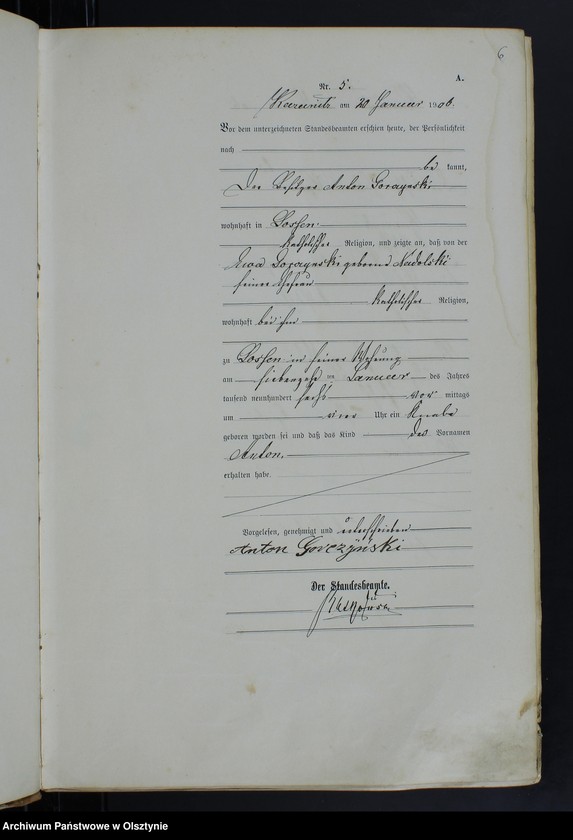 Obraz 8 z jednostki "Geburts-Haupt-Register Nr 1 -85, 1-77, 1-92, 1-76"