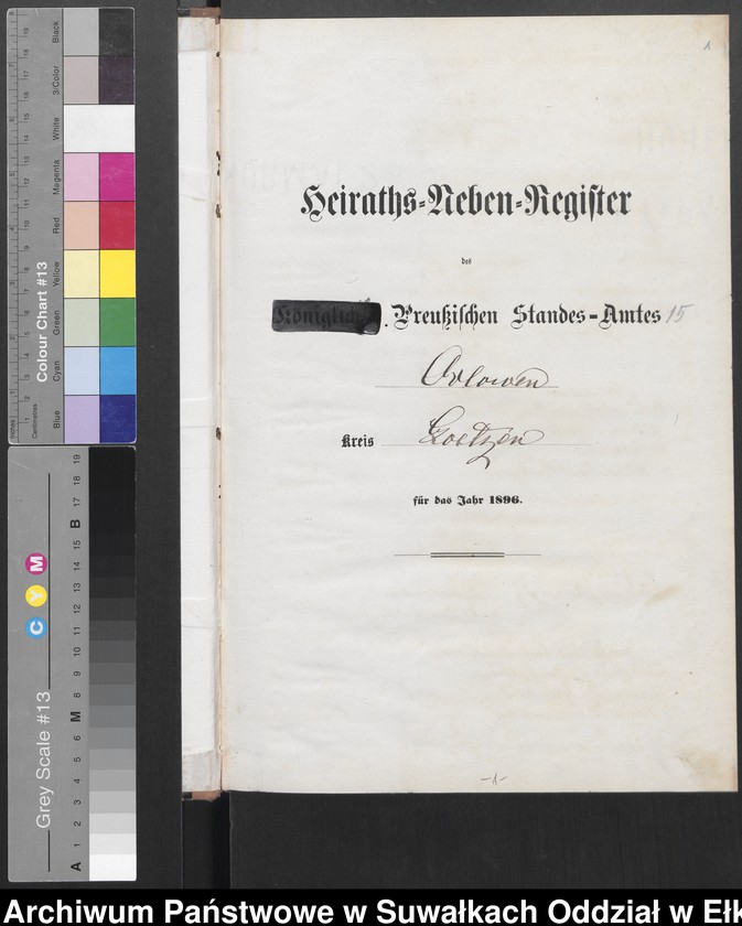 image.from.unit.number "Heiraths-Neben-Register des Preussischen Standes-Amtes Orlowen Kreis Loetzen"