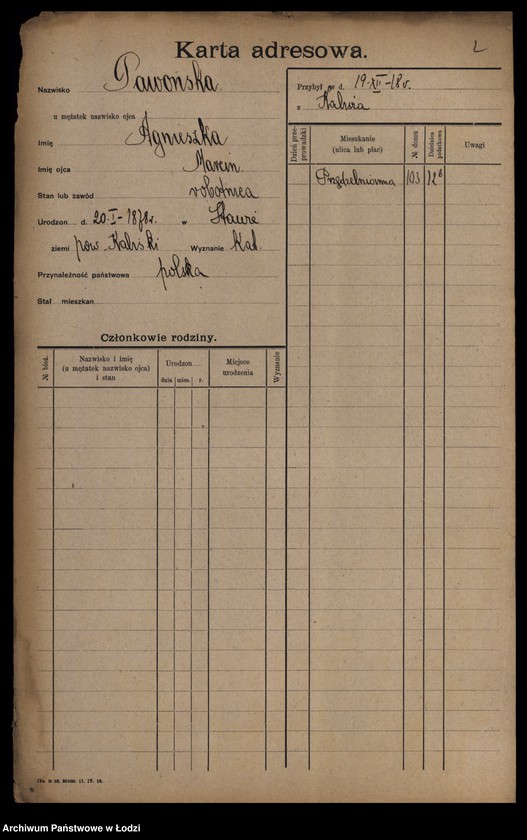 Obraz 4 z jednostki "[Spis ludności Łodzi] Pawoniak-Pelc"