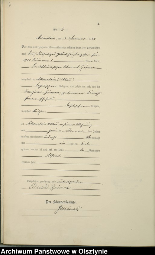 image.from.unit.number "Geburts-Haupt-Register Tom I, Nr 1-398"