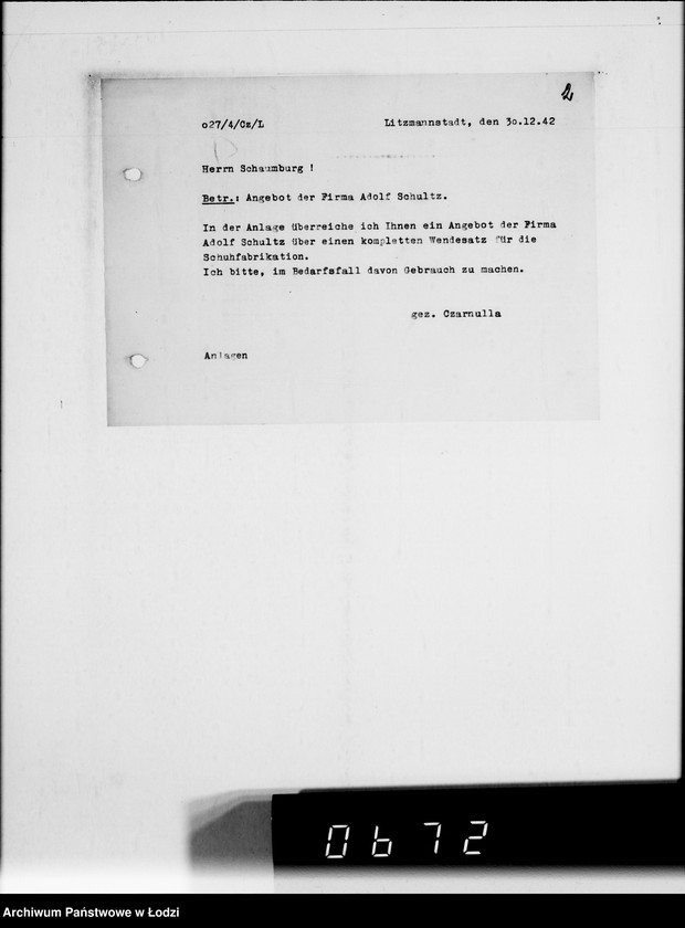 Obraz 6 z jednostki "Herrn Schaumberg.[Korespondencja wewnętrzna w sprawach realizacji zamówień, dostaw towarów i maszyn]"