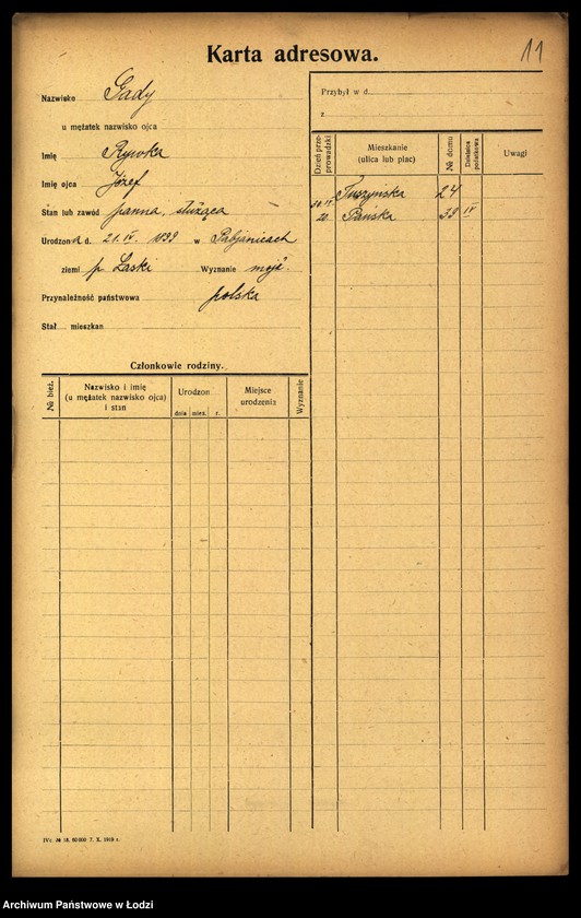 Obraz 13 z jednostki "[Spis ludności Łodzi] Gadułka - Gajewski"