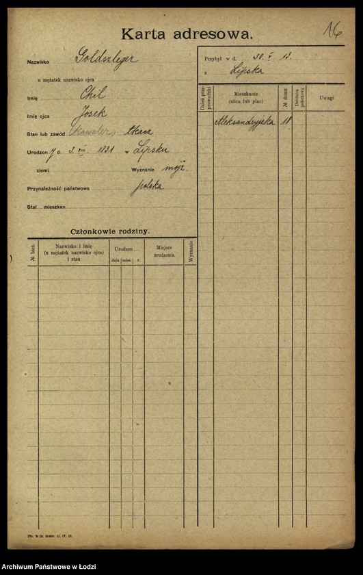 Obraz 17 z jednostki "[Spis ludności Łodzi] Goldszajd - Goldstein"