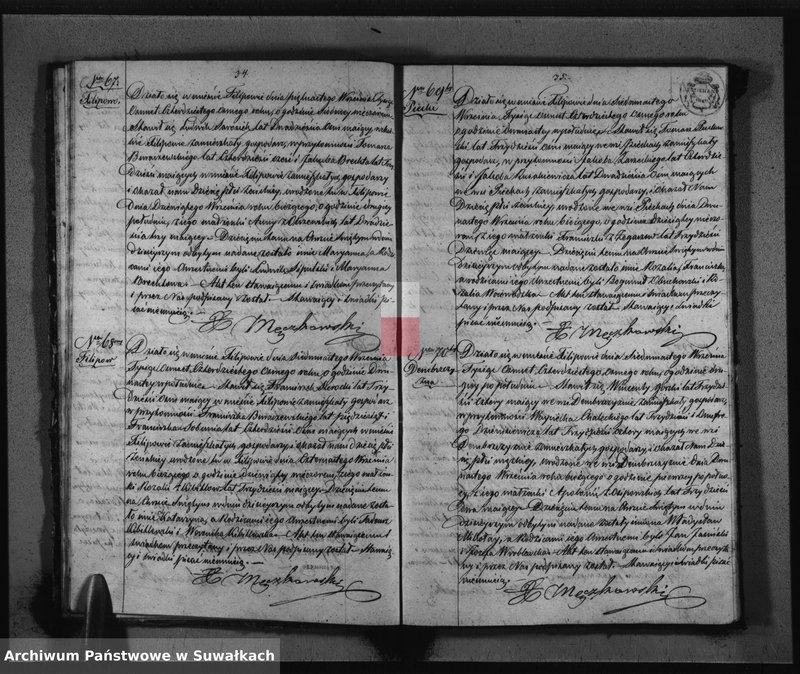 Obraz 20 z jednostki "Duplikat do zapisywania Aktów Urodzonych Zaślubionych i Zmarłych w Parafii Filipowskiey na rok 1848-my"