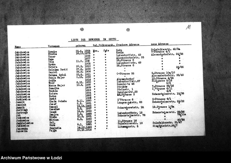 Obraz 14 z jednostki "[Alfabetyczny spis mieszkańców getta. Litera J]"