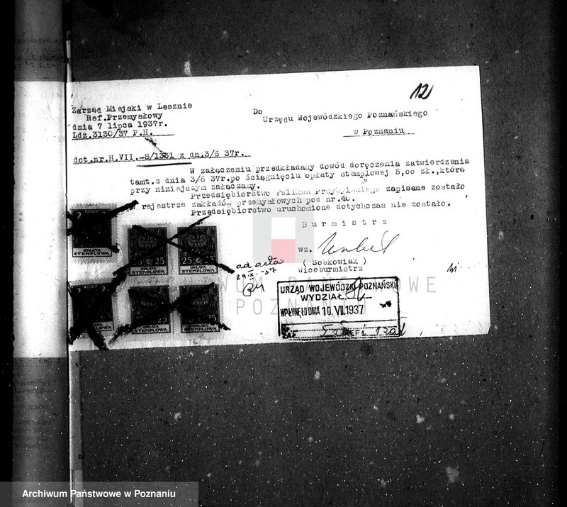 Obraz 16 z jednostki "Zatwierdzenie zakładu przemysłowego /odlewni metalu/ F. Przybylskiego w Lesznie"