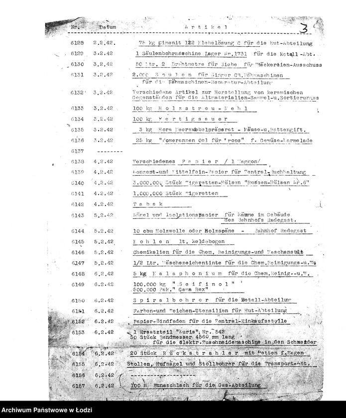 Obraz 6 z jednostki "Bedarfsmeldungen [Skierowane do GV zapotrzebowania na surowce, materiały, narzędzia, maszyny itp. potrzebne resortom pracy do produkcji; zamówienia żywności, lekarstw]"
