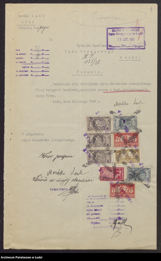 Obraz 3 z jednostki "Mordka Lenk- wyrób i sprzedaż przędzy"