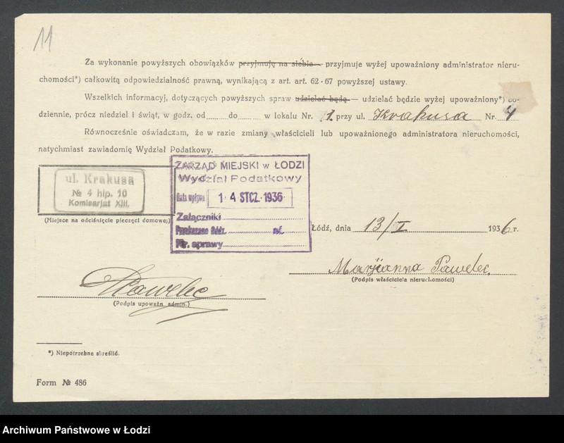 image.from.unit.number "Księga inwentarzowa nieruchomości m. Łodzi ul. Krakusa"