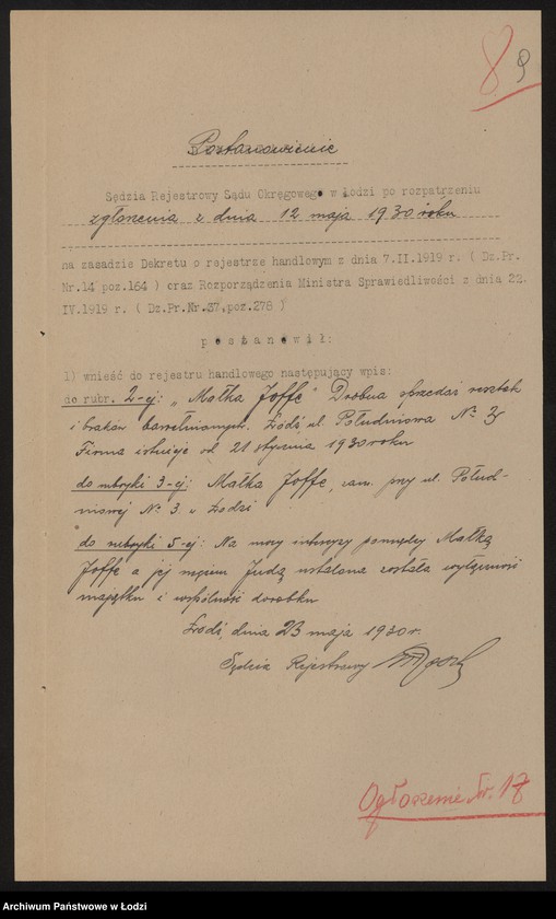 Obraz 11 z jednostki "Małka Joffe- drobna sprzedaż resztek i braków bawełnianych"