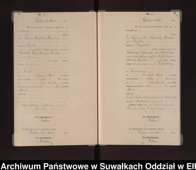 image.from.unit.number "Geburts-Neben-Register des Königlich Preussischen Standes-Amtes Gneist Kreis Loetzen"
