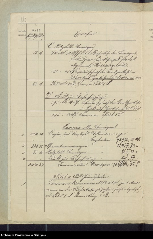image.from.unit.number "Rechnung über Einnahme und Ausgabe der Kirchenkasse zu Widminnen"