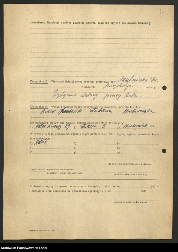 Obraz 3 z jednostki "Protokoły wyborcze kandydatów na konferencję dzielnicową"