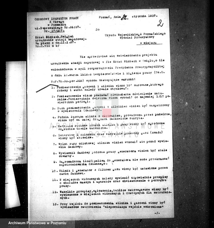 Obraz 6 z jednostki "Zatwierdzenie zakładu przemysłowego stacji napędowej Ernesta Bintscha w Śmiglu, pow. kościański"