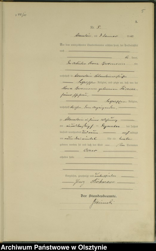 image.from.unit.number "Geburts-Haupt-Register Tom I , Nr 1-478"