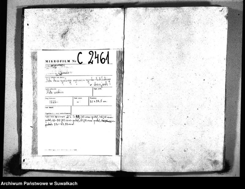 image.from.unit.number "Akta urzędnika stanu cywilnego gminy i parafij sereyskiey urodzonych od dnia 1-go stycznia 1822 do ostatniego miesiąca grudnia r.b. w Serejach"