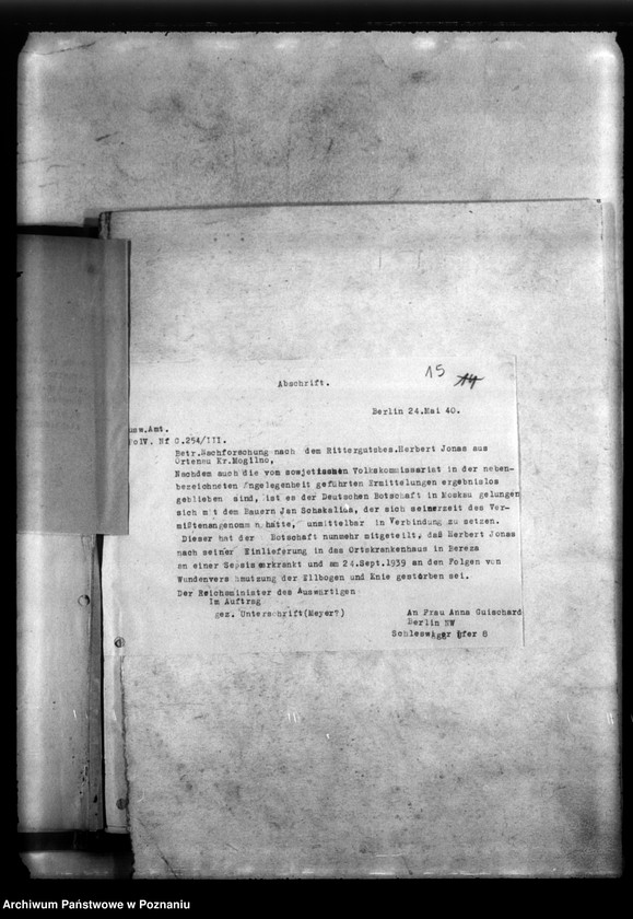 Obraz 20 z jednostki "Zur Fahrt im russische Gebiet- Materiały dotyczące Niemców - obywateli polskich, którzy zginęli w 1939 roku na ziemiach zajętych przez wojska radzieckie"
