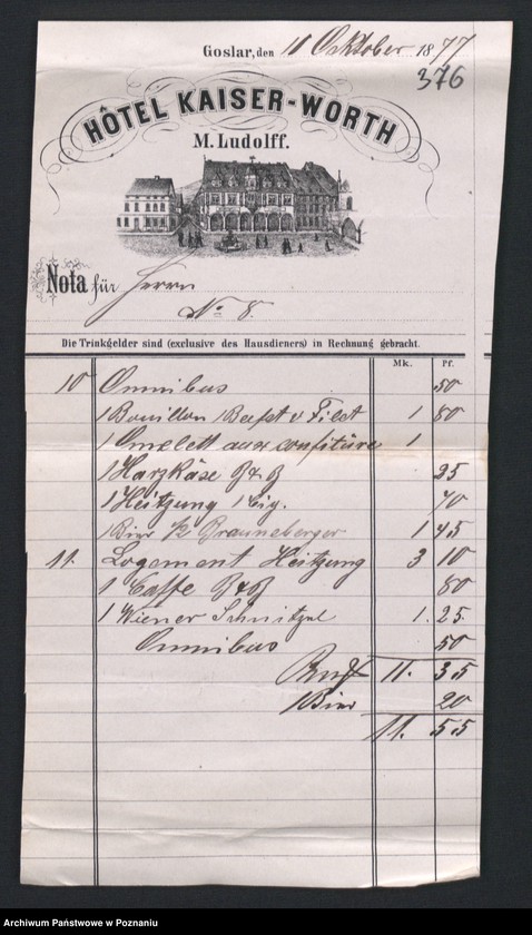 Obraz 3 z kolekcji "Egzotyczny papier listowny i rachunki z elitarnych hoteli - podróże rodziny Radolińskich"