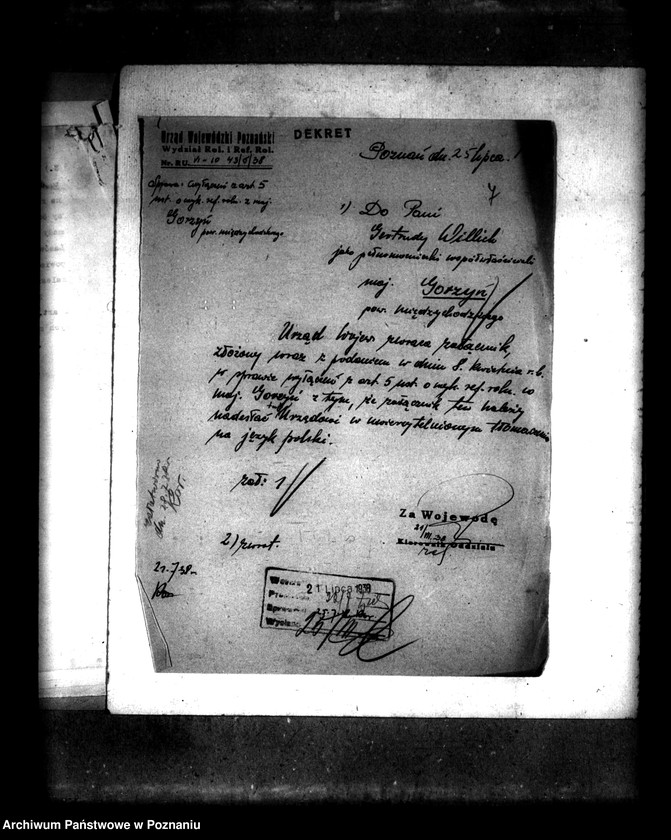 Obraz 11 z jednostki "Majątek Gorzyń powiatu międzychodzkiego wyłączenie z art. 5 ustawy o reformie rolnej"