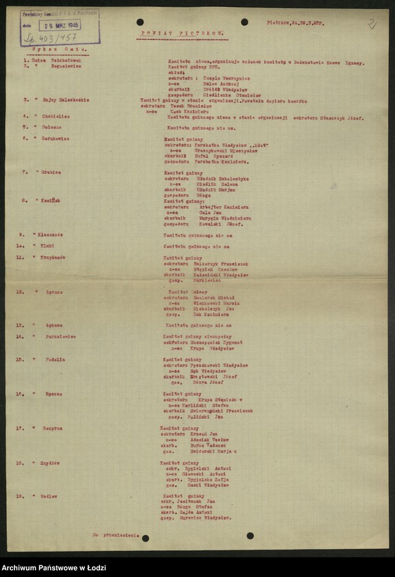 Obraz 3 z jednostki "Ankiety sprawozdawcze instruktora Komitetu Powiatowego Piotrków Trybunalski [z załącznikami]"