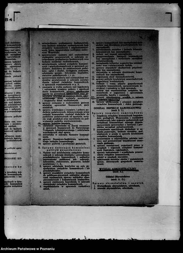 Obraz 16 z jednostki "/Zarządzenia wewnętrzne wojewody w sprawie podziału czynności w Urzędzie Wojewódzkim, statut organizacyjny itp./"