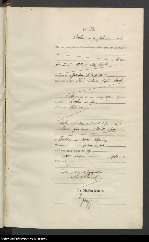 image.from.unit.number "Sterbe-Haupt-Register Breslau IV 1908 Band 3"