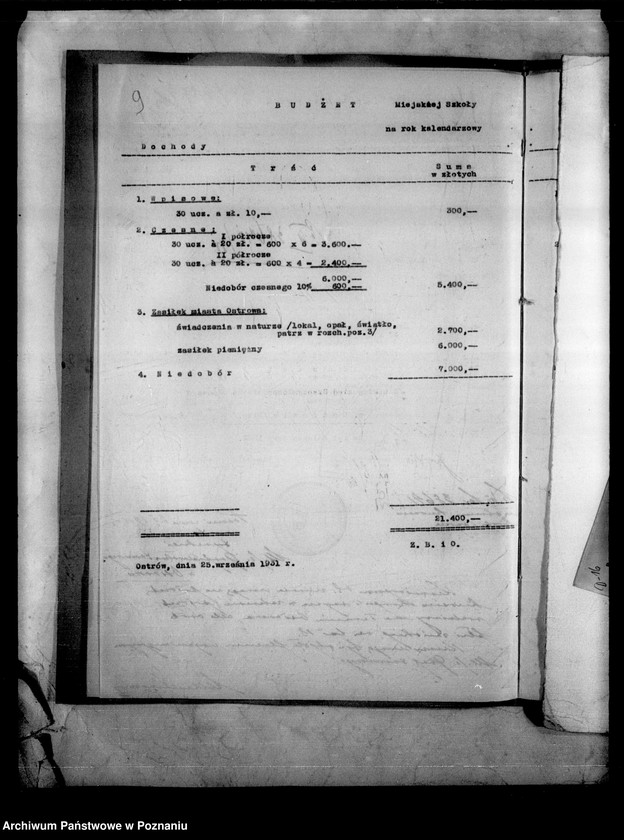 Obraz 13 z jednostki "Miejska Szkoła Rzemieślniczo-Przemysłowa- Ostrów [budżet na rok 1932]"