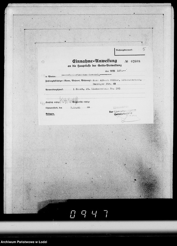 Obraz 9 z jednostki "Konto 00, Komm.181-220 [Rachunki i potwierdzenia odbioru mebli]"