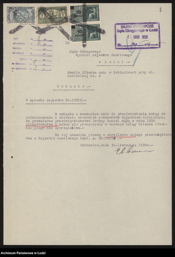 Obraz 9 z jednostki "Mendel Elbaum- drobny handel mąką, Pabianice"