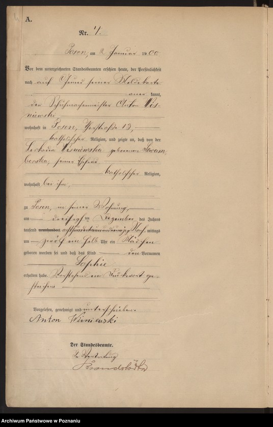 Obraz 7 z jednostki "Księga miejscowa urodzeń"