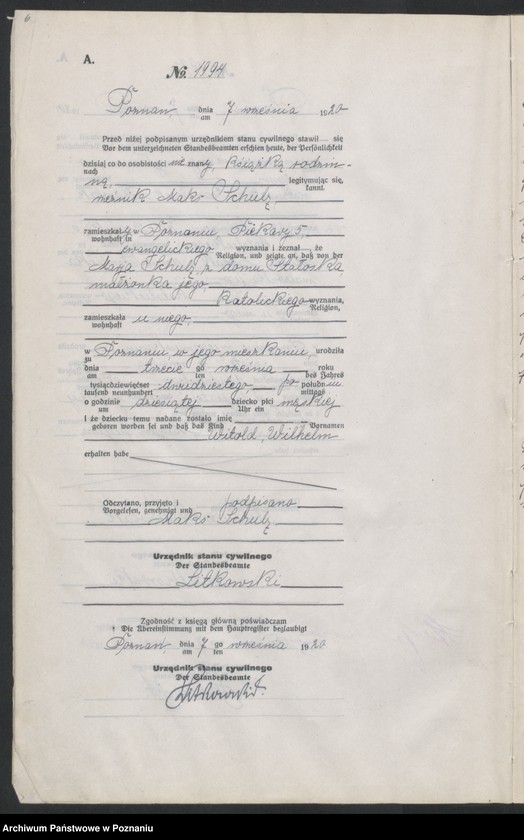 Obraz 8 z jednostki "Księga urodzeń odpis tom VI [Rejestr poboczny urodzeń]"