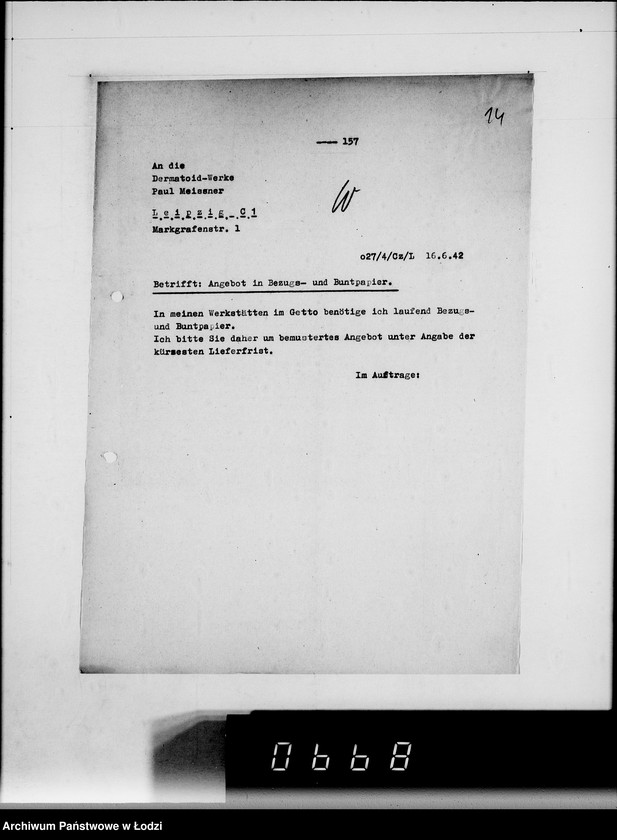 Obraz 18 z jednostki "Buntpapier.[Zapotrzebowania dla Getta]"