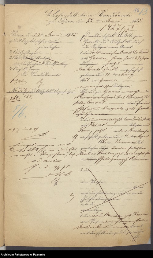 Obraz 18 z jednostki "Die von den Verlobten beigebrachten Urkunden zur Eheschliessung pro 1875"