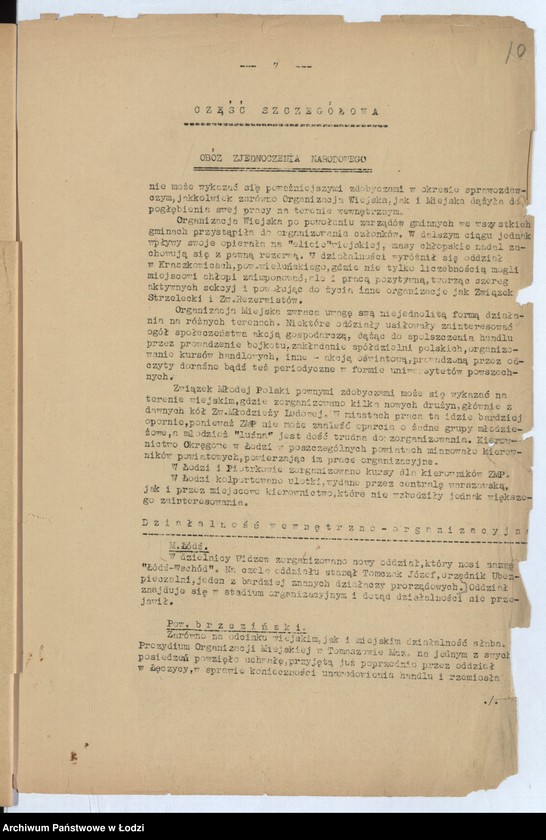 Obraz 13 z jednostki "[Sprawozdania miesięczne wojewody z ruchu zawodowego, społecznego i narodowościowego]"