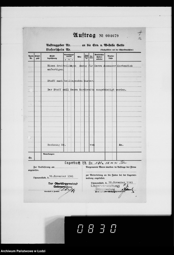 Obraz 20 z jednostki "Kürschnerei. [Zamówienia, rachunki i świadectwa dostaw]"