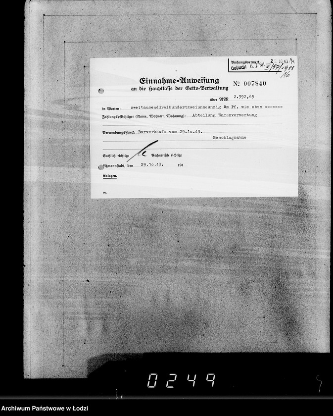 Obraz 20 z jednostki "22. Kassenbelege nr 5732- 5998"