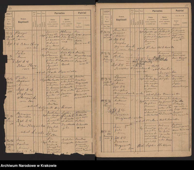 Obraz 16 z jednostki "Wtoropisy Ksiąg urodzonych par. N. P. Marii z lat 1890-1894"