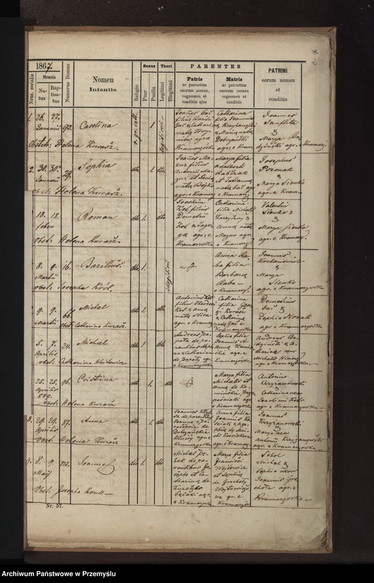 Obraz 5 z jednostki "[Kopie ksiąg metrykalnych parafii Kramarzówka (dekanat Pruchnik) za lata 1867-1878]"