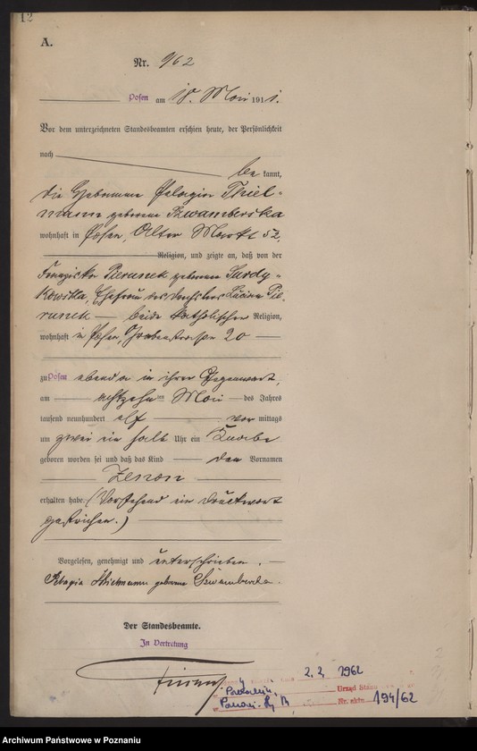 Obraz 13 z jednostki "Księga miejscowa urodzeń tom III [Rejestr główny urodzeń]"