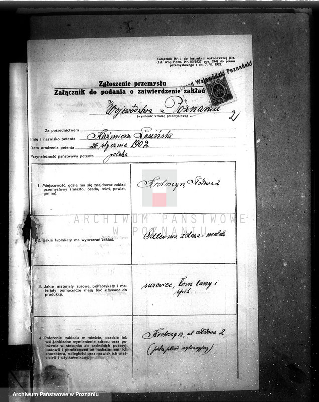 Obraz 6 z jednostki "Zatwierdzenie zakładu przemysłowego odlewni żelaza K. Lesiński w Krotoszynie"