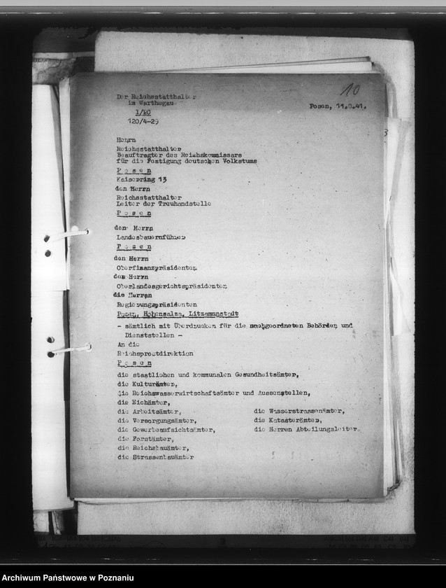 Obraz 15 z jednostki "Zarządzenia i korespondencja w sprawie organizacji Dienstarafkammer Posen"