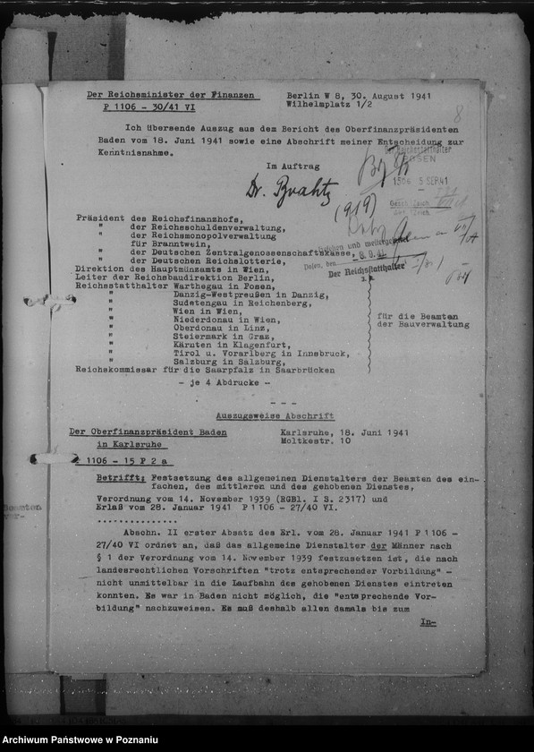 Obraz 12 z jednostki "Erlasse und Verfügungen betr. Festsetzung des allgemeinen Dienstalters der Beamten"