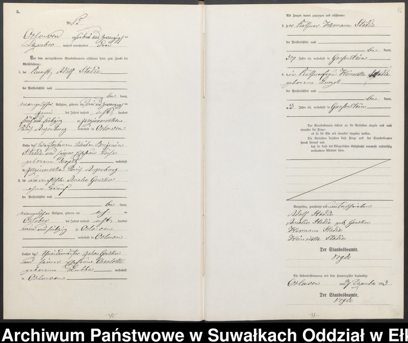 image.from.unit.number "Heiraths-Neben-Register des Preussischen Standes-Amtes Orlowen Kreis Lötzen"