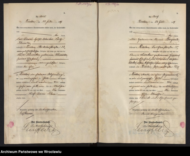 image.from.unit.number "Geburts-Haupt-Register Breslau I 1909 Band 6"