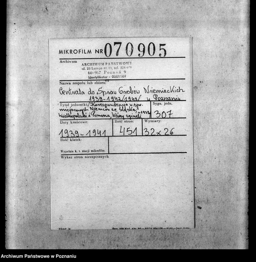 Obraz 2 z jednostki "Korespondencja w sprawie miejscowych Niemców ze Śląska, Wielkopolski i Poznania, którzy zginęli w 1939 roku"